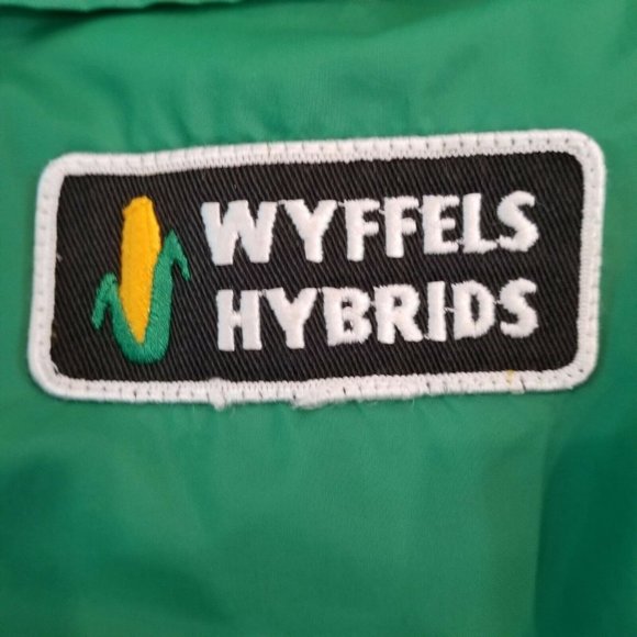 Vintage Swingster Wyffels Hybrids Green Green Windbreaker Jacket Sz Large‎ Flaw - Picture 4 of 12